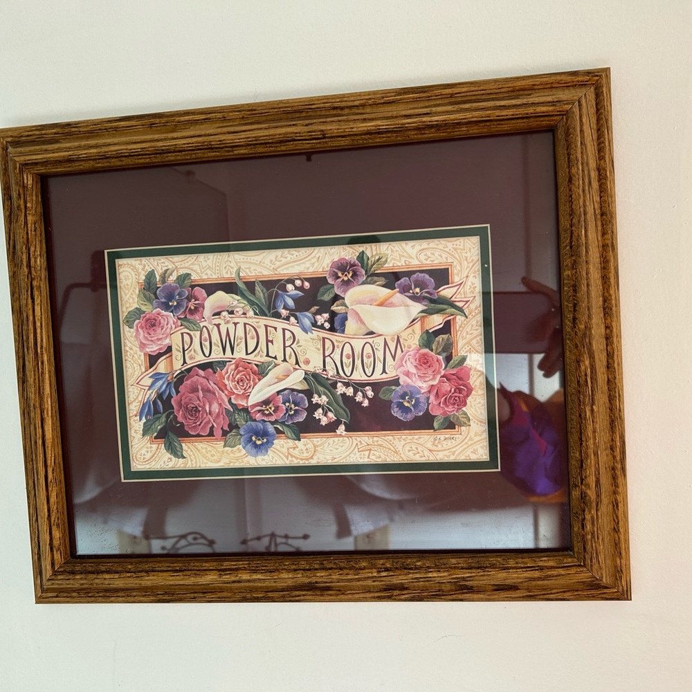 1997 Powder Room Floral Wall Art 17x14